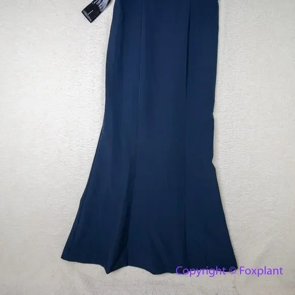 New! Kay Unger Talia Column Gown navy blue, women size 10 - Picture 5 of 16
